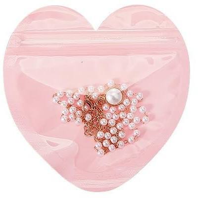 Color PVC Heart-Shaped Jewelry Small Bag Cute heart shape Ziplock Bags jewelry accessory