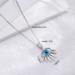 18KG copper evil eye pendant stainless steel chain necklace