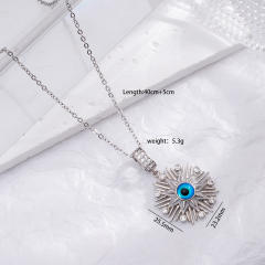 Dainty evil eye pendant stainless steel chain necklace