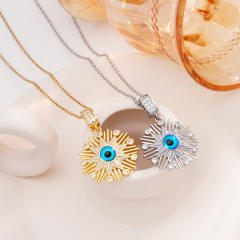 Dainty evil eye pendant stainless steel chain necklace