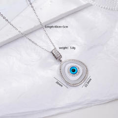 18K gold plated evil eye pendant stainless steel chain necklace