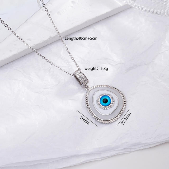 18K gold plated evil eye pendant stainless steel chain necklace