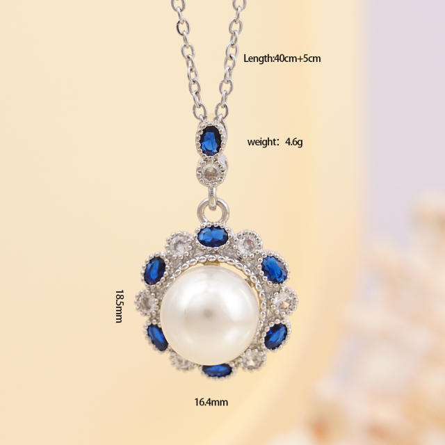 Dainty pearl pendant stainless steel chain necklace