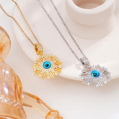 Dainty evil eye pendant stainless steel chain necklace