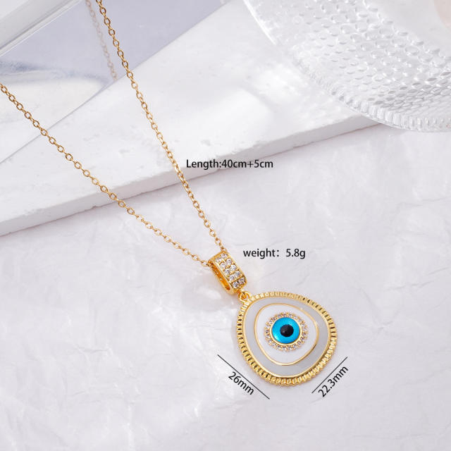 18K gold plated evil eye pendant stainless steel chain necklace