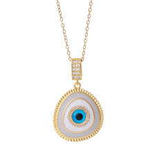 18K gold plated evil eye pendant stainless steel chain necklace
