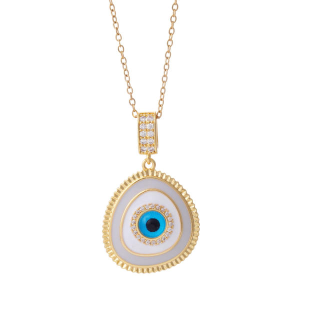 18K gold plated evil eye pendant stainless steel chain necklace