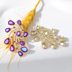 Luxury colorful glass crystal statement flower shape big earrings