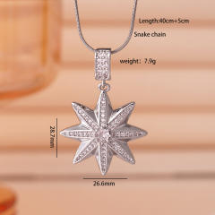 Hiphop diamond star pendant stainless steel chain necklace