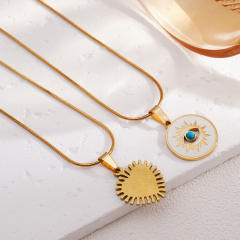 Vintage evil eye pedant stainless steel necklace