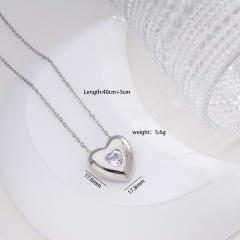 Dainty diamond heart drop star pendant stainless steel chain necklace