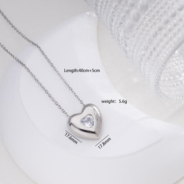 Dainty diamond heart drop star pendant stainless steel chain necklace