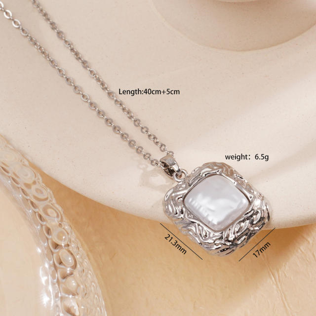 Elegant 18KG copper pearl heart clover star pendant stainless steel chain necklace