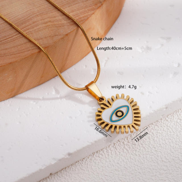 Vintage evil eye pedant stainless steel necklace