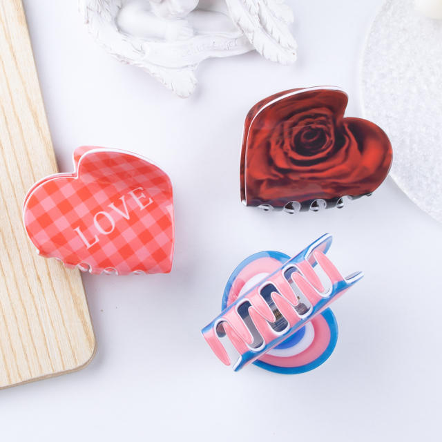 Heart shape Valentine's Day women hair claw clips