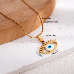 Vintage evil eye pedant stainless steel necklace