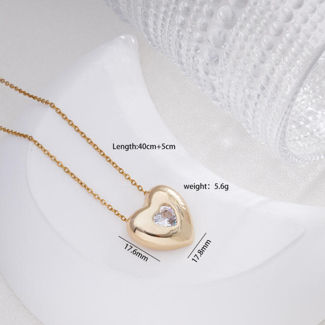 Dainty diamond heart drop star pendant stainless steel chain necklace