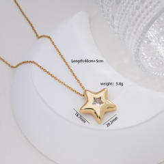 Dainty diamond heart drop star pendant stainless steel chain necklace