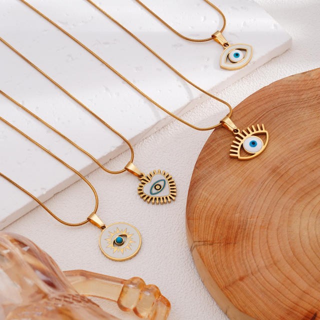 Vintage evil eye pedant stainless steel necklace