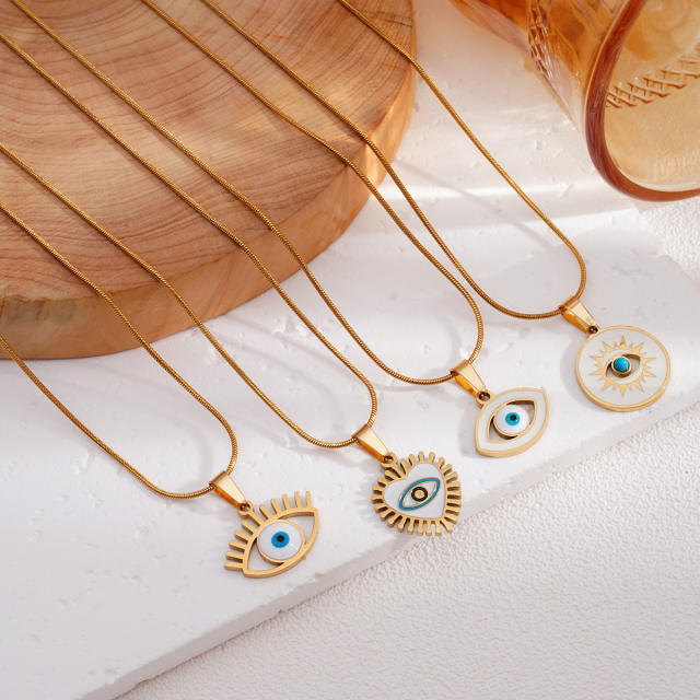Vintage evil eye pedant stainless steel necklace