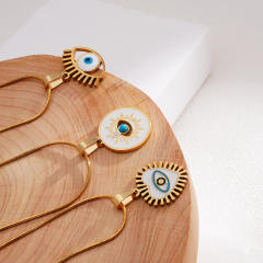 Vintage evil eye pedant stainless steel necklace