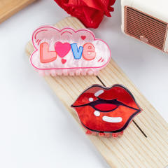 Valentine's Day Sweet lips love letter women hair claw clips