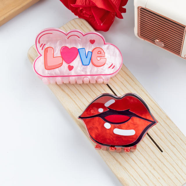 Valentine's Day Sweet lips love letter women hair claw clips