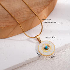 Vintage evil eye pedant stainless steel necklace
