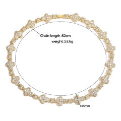 Full diamond gold plated copper tennis necklace bracelet set
