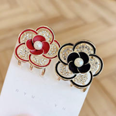Colorful camellia flower rhinestone small size hair claw clips