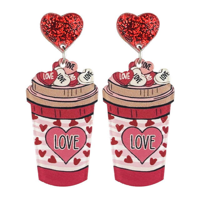 Valentine's Day acrylic heart earrings cat food lovers lover earrings 2pair price