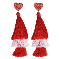 Valentine's Day pink Series Multi-Layer Shiny Love Tassel Party Atmosphere Earrings 2pair price
