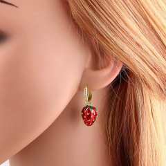 Hot sale Fruit Strawberry Pitaya enamel Gold Plated copper earrings
