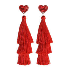 Valentine's Day pink Series Multi-Layer Shiny Love Tassel Party Atmosphere Earrings 2pair price