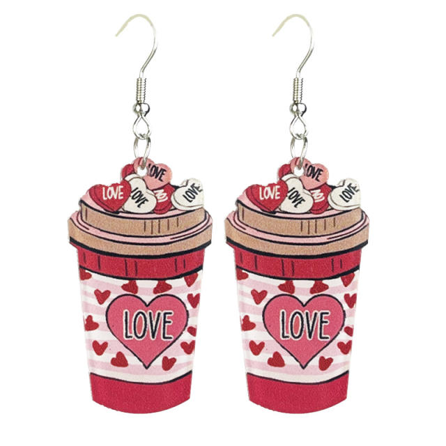 Valentine's Day acrylic heart earrings cat food lovers lover earrings 2pair price