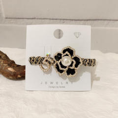Korean fashion pearl bead camellia flower women duckbill hair clips