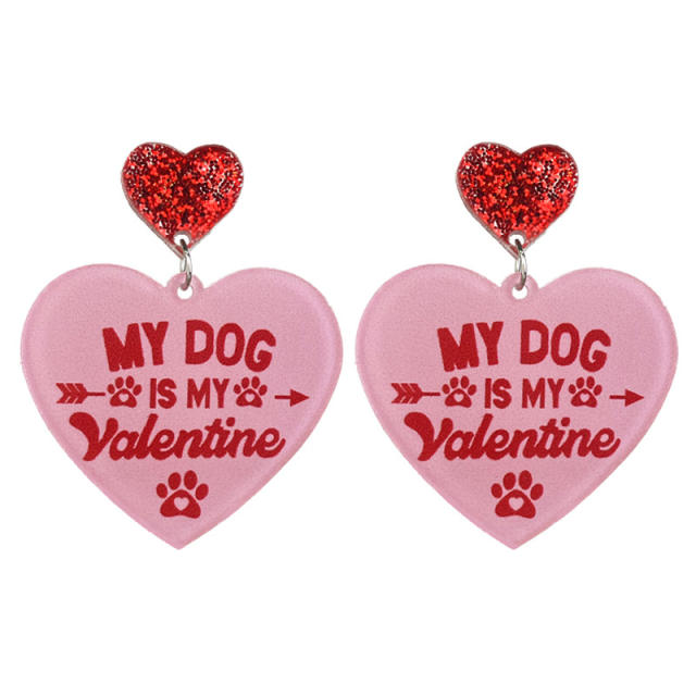 Valentine's Day acrylic heart earrings cat food lovers lover earrings 2pair price
