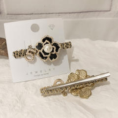 Korean fashion pearl bead camellia flower women duckbill hair clips
