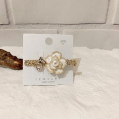 Korean fashion pearl bead camellia flower women duckbill hair clips