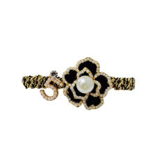 Korean fashion pearl bead camellia flower women duckbill hair clips