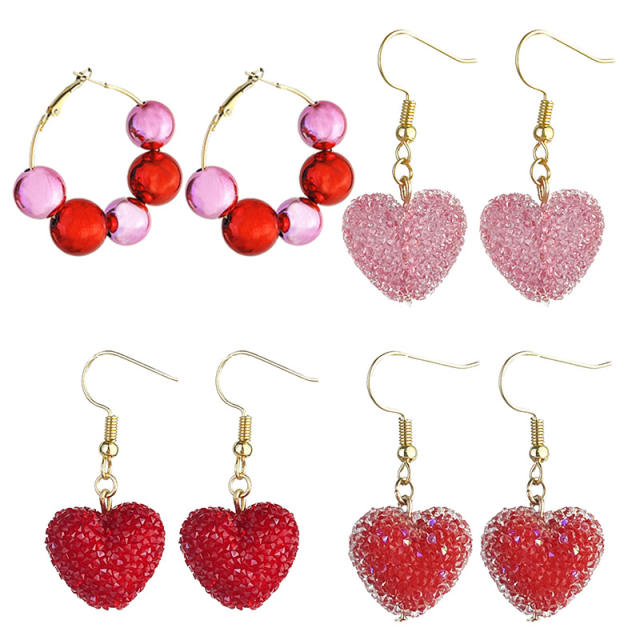 Valentine's Day three-dimensional pendant heart earrings 2pair price