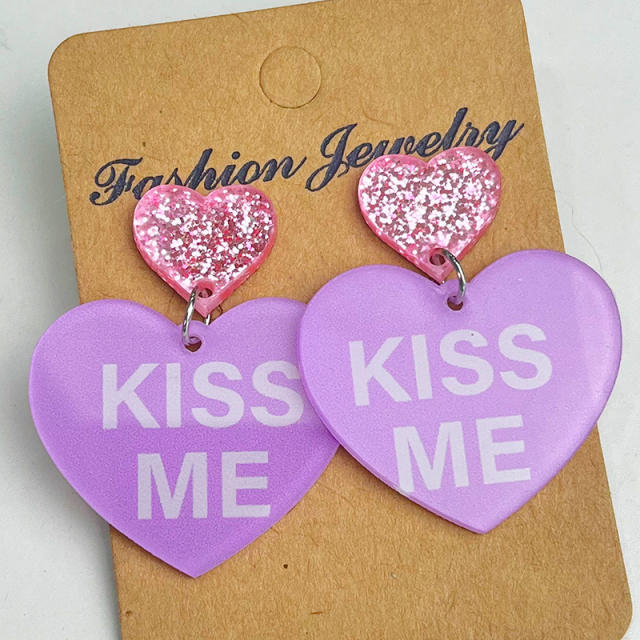 Valentine's Day love shiny party cute lover text dog mom love acrylic earrings 2pair price