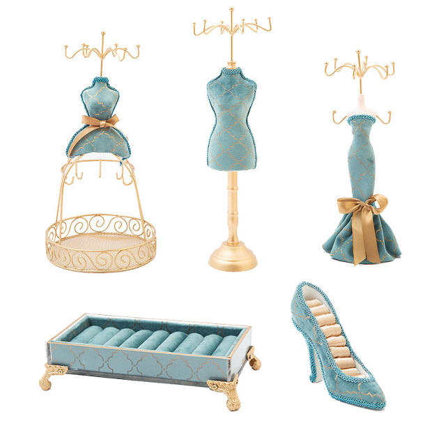 European Style Personality Peacock Blue Bronzing Jewelry Stand Display Stand Wedding Gift Window Display
