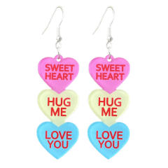 Valentine's Day text candy multi-color love acrylic earrings 2pair price