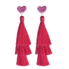 Valentine's Day pink Series Multi-Layer Shiny Love Tassel Party Atmosphere Earrings 2pair price