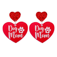 Valentine's Day love shiny party cute lover text dog mom love acrylic earrings 2pair price