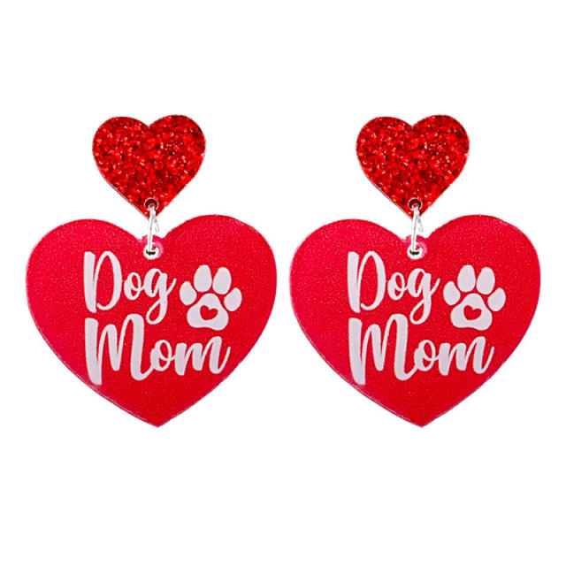 Valentine's Day love shiny party cute lover text dog mom love acrylic earrings 2pair price