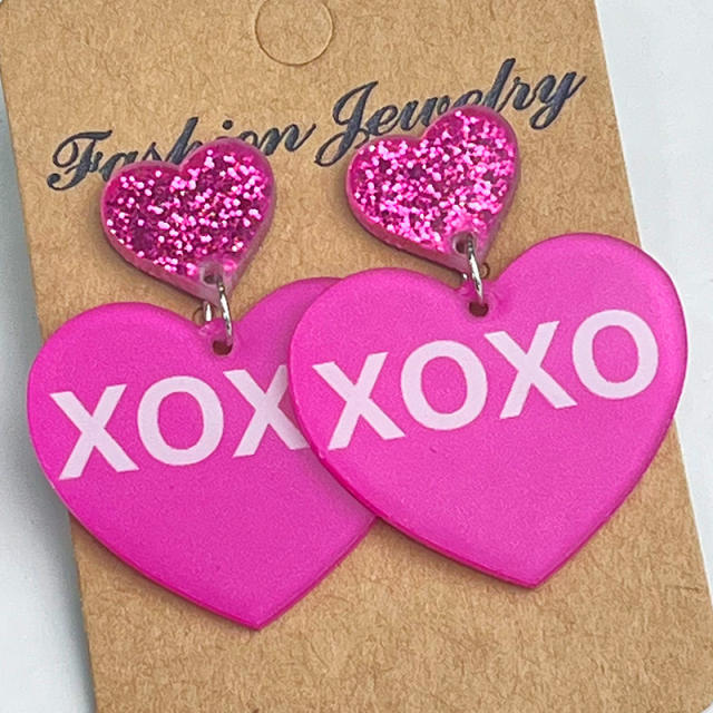 Valentine's Day love shiny party cute lover text dog mom love acrylic earrings 2pair price