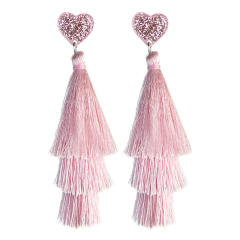 Valentine's Day pink Series Multi-Layer Shiny Love Tassel Party Atmosphere Earrings 2pair price