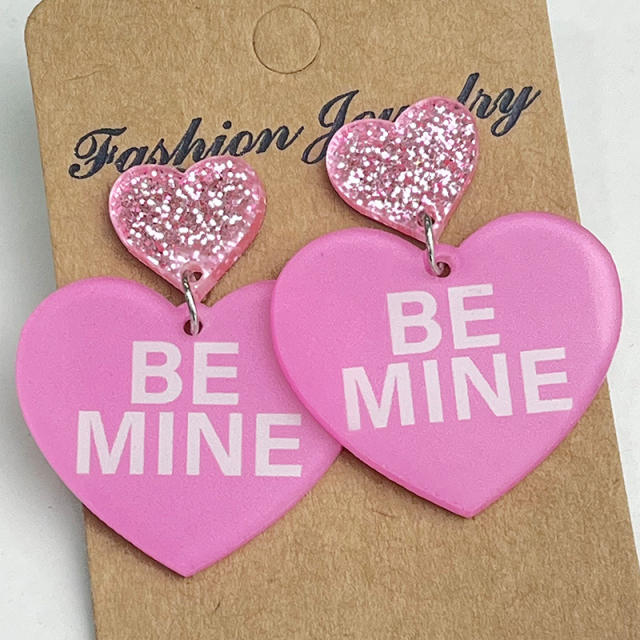 Valentine's Day love shiny party cute lover text dog mom love acrylic earrings 2pair price